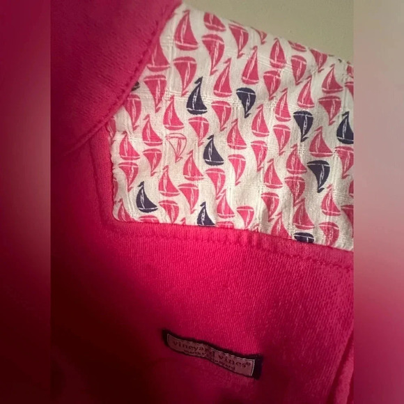 Vineyard Vines Women's Pink Quarter Zip 100% Cotton Pullover Size Small - Picture 3 of 5